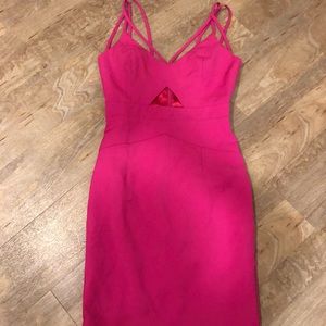 Hot pink bodycon midi dress